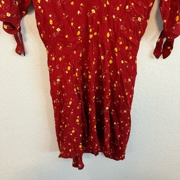 With Jean Beaucoup Floral Plunge V-Neck Short Sleeve Summer Mini Dress Red S - Picture 7 of 13